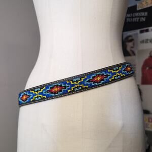 Beaded Geometric Pattern Belt Vintage Designer